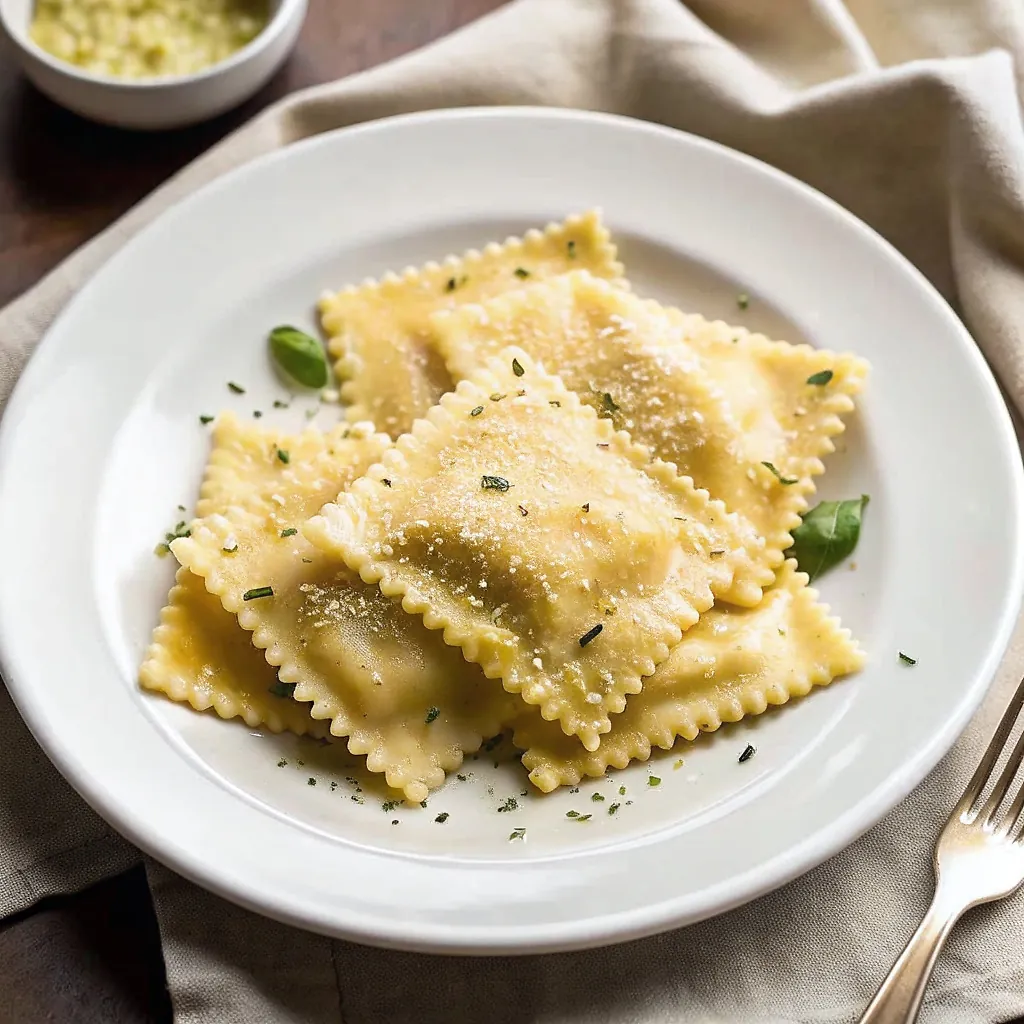 Homemade Pumpkin Ravioli with Garlic Brown Butter