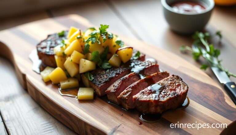 pan seared tenderloin recipe paired with pineapple mango salsa