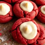 Indulge in the rich, velvety goodness of our homemade Red Velvet Cookies, topped with a luscious cream cheese frosting.