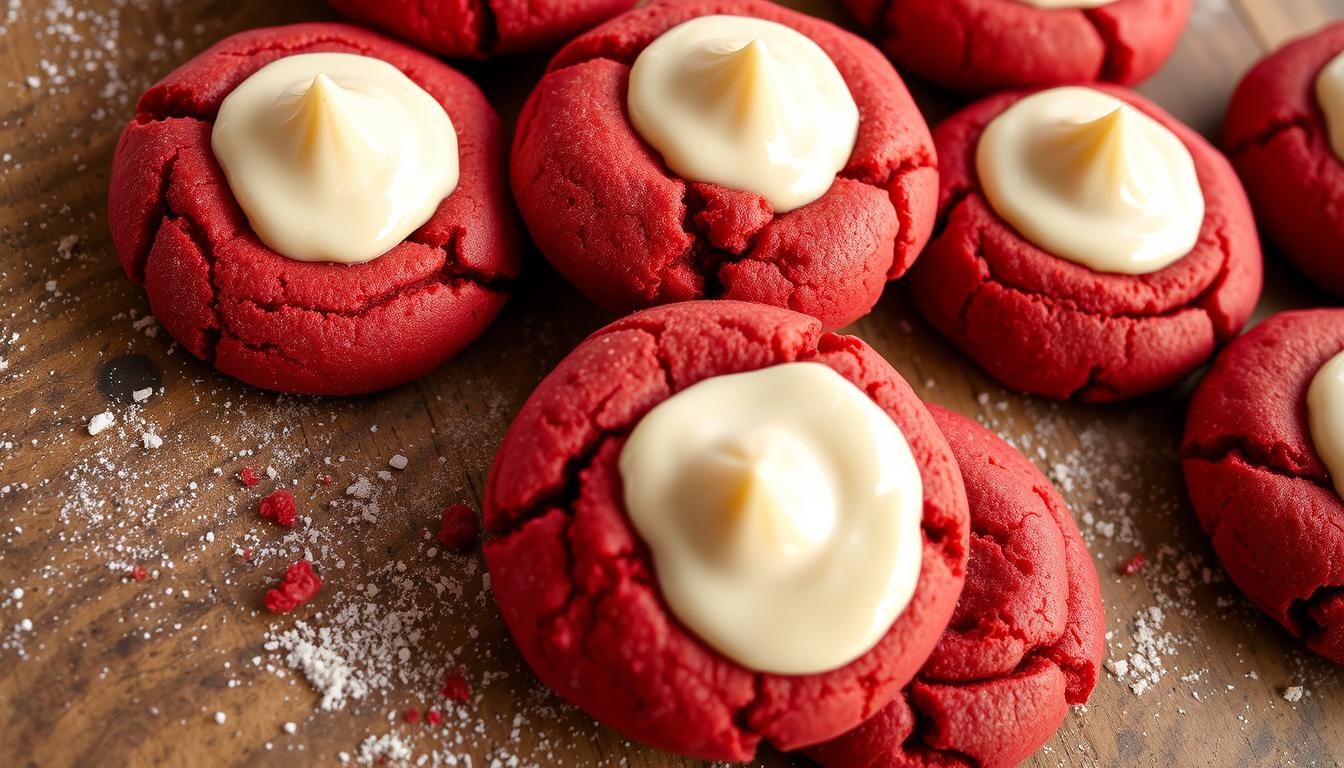 Indulge in the rich, velvety goodness of our homemade Red Velvet Cookies, topped with a luscious cream cheese frosting.