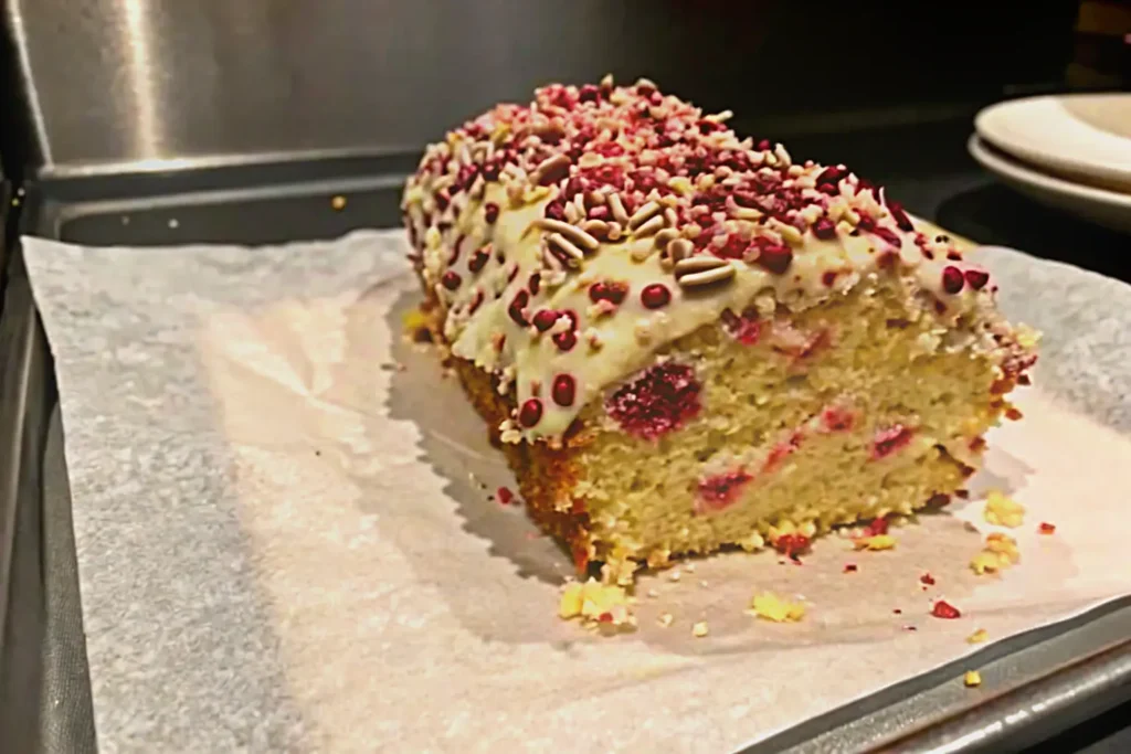 Cranberries being folded into the batter for cranberry orange bread, ensuring even distribution