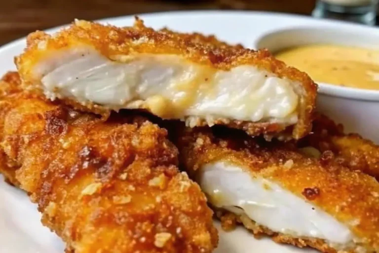 Golden and crispy air fryer honey butter garlic chicken tenders served on a white plate, garnished with fresh parsley, displayed on a wooden table.