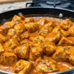 A delicious skillet of Creamy Texas Roadhouse Butter Chicken with a rich, buttery sauce and fresh parsley garnish.