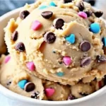 A delicious bowl of Greek Yogurt Cookie Dough with peanut butter, honey, and chocolate chips.