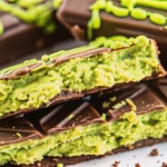 A delicious plate of Dubai Chocolate Bars with knafeh, pistachios, and edible gold dust.