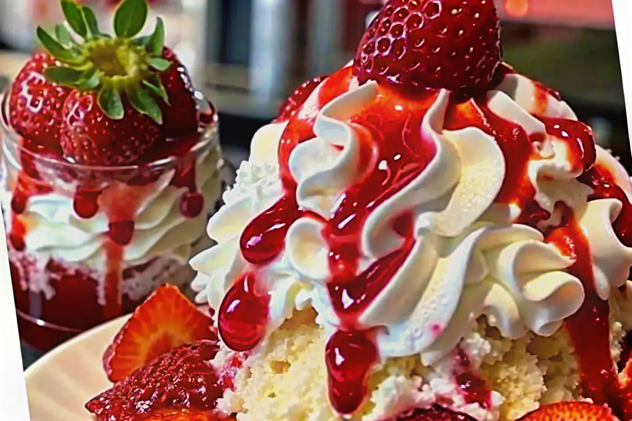 A delicious plate of Strawberry Shortcake Bliss with fresh strawberries, whipped cream, and mint garnish.