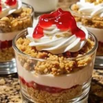 Fireball-Free Cheesecake Shots on a mirrored tray
