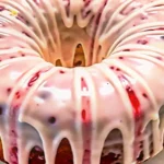 Freshly baked Homemade Strawberry Cream Cheese Pound Cake slice