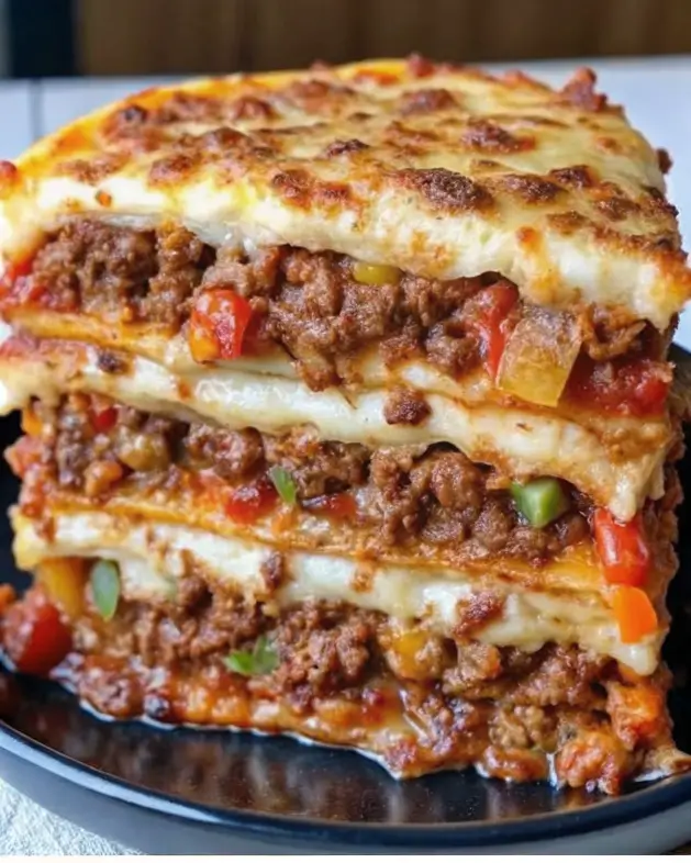 Deep Hamburger Sausage & Pepperoni Pie