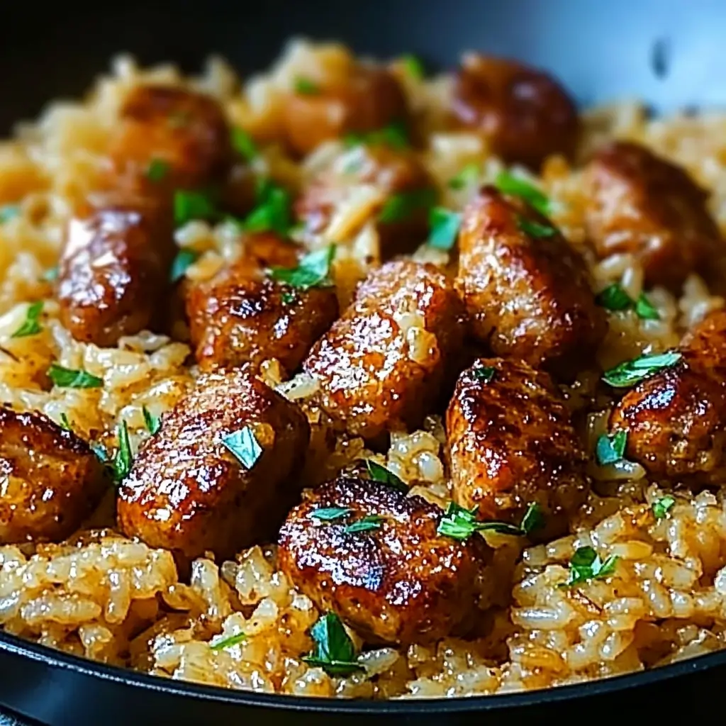 One Skillet Cajun Honey Garlic Sausage and Rice