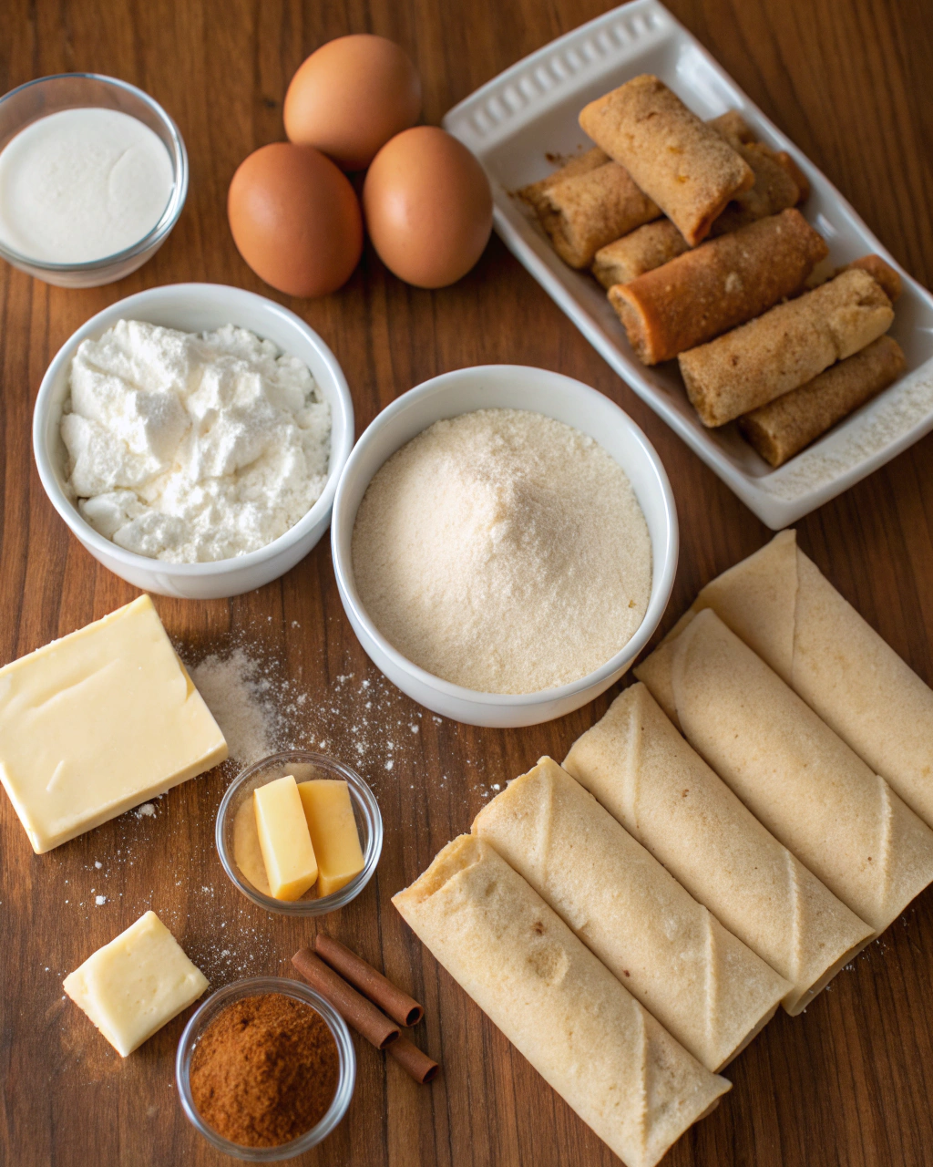 Cheesecake Egg Rolls with Caramel Sauce Ingredients