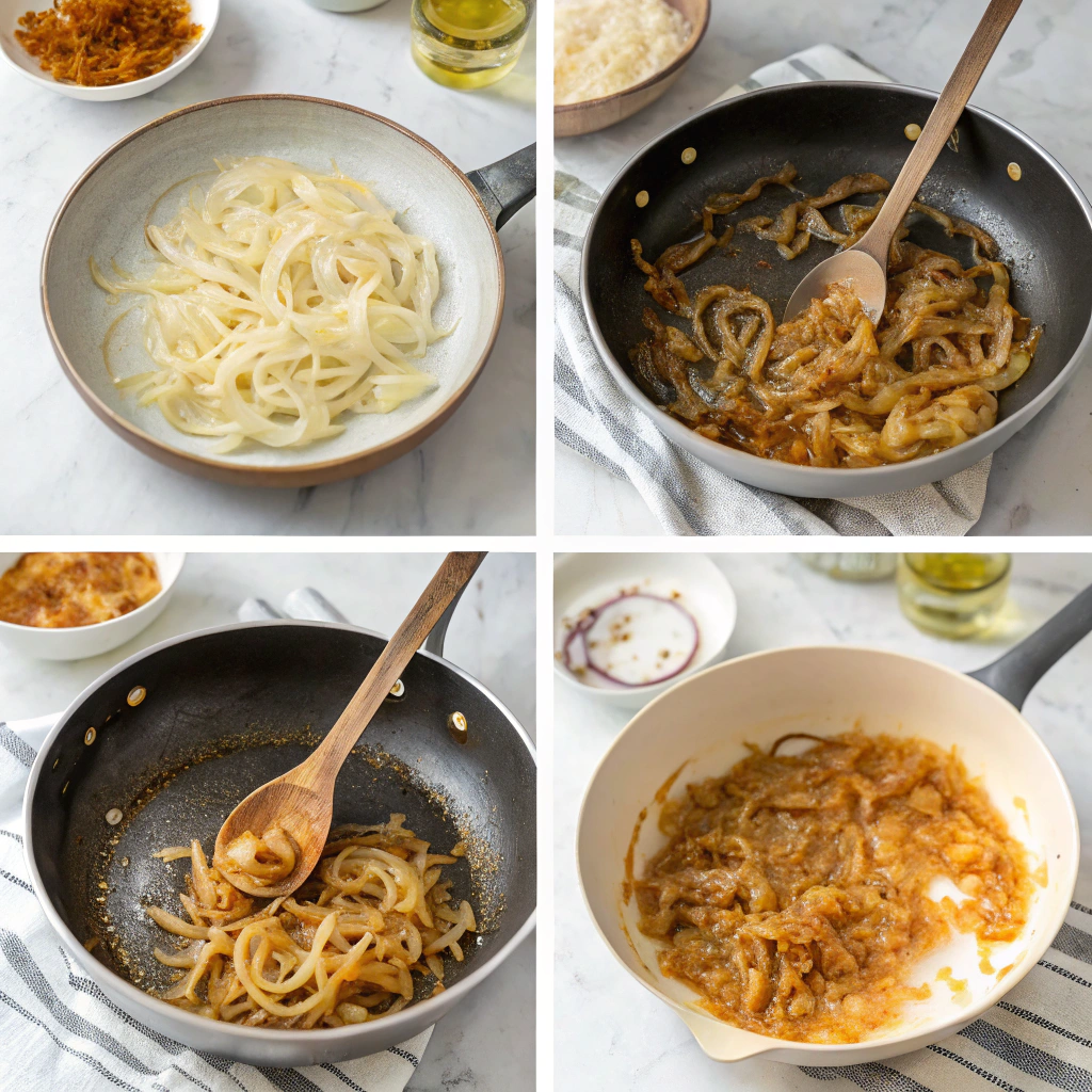 How to caramelize onions for French onion chicken step by step