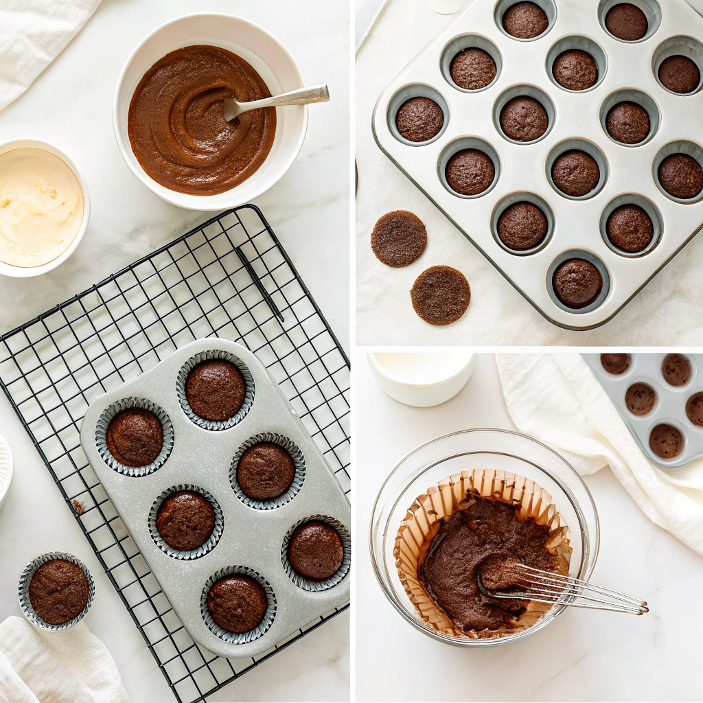 Step-by-step process of baking chocolate fudge cupcakes