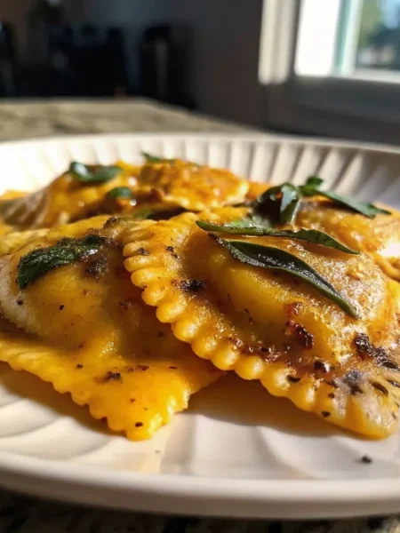 Homemade Pumpkin Ravioli with Garlic Brown Butter