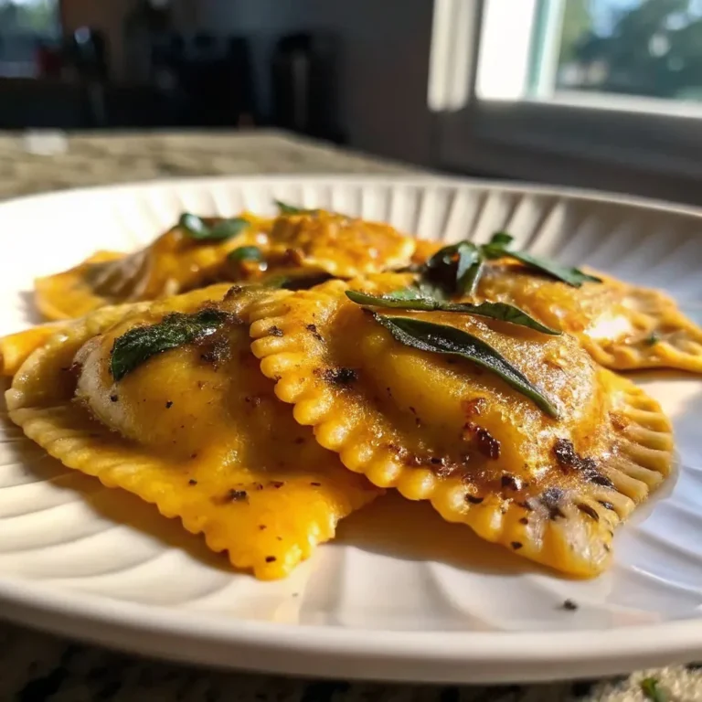 Homemade Pumpkin Ravioli with Garlic Brown Butter