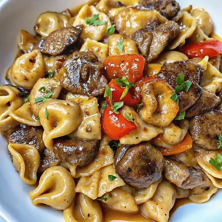 Cowboy Butter Tortellini with Steak & Roasted Red Peppers