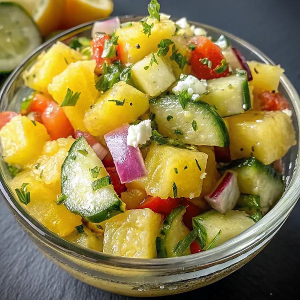 Pineapple Cucumber Salad with Feta