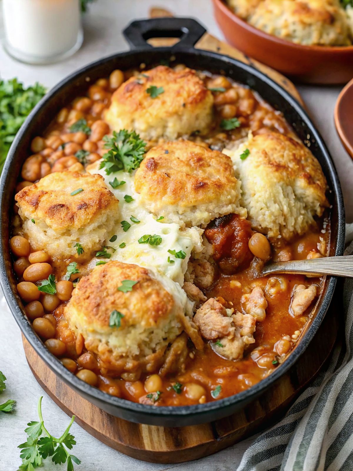 Italian Chicken Cobbler with Cannellini Beans & Parmesan Biscuits