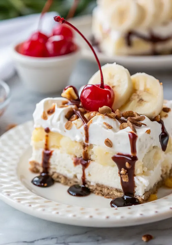 Southern-Style Banana Split Cake: Perfect No-Bake Layered Dessert Southern-Style Banana Split Cake: Perfect No-Bake Layered Dessert