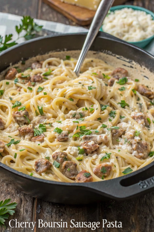 Easy 4-Ingredient Boursin Sausage Pasta Recipe Easy 4-Ingredient Boursin Sausage Pasta Recipe