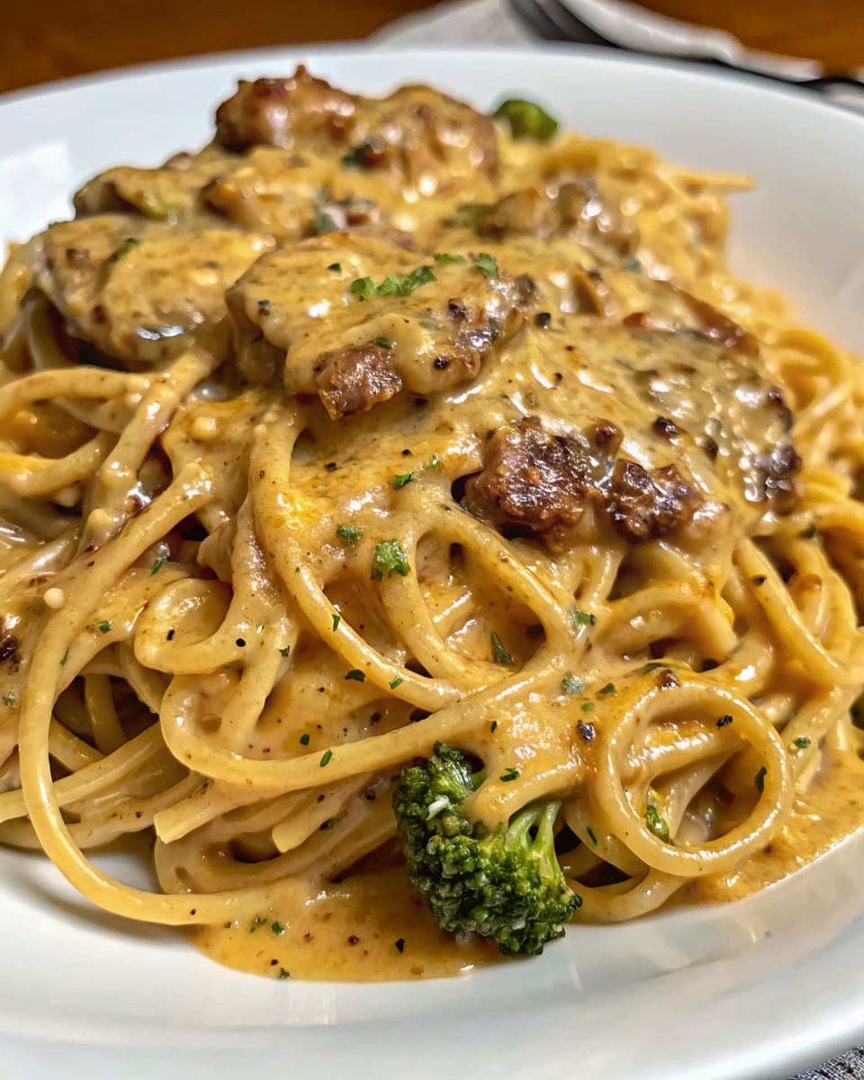 A beautiful serving of Cowboy Butter Spaghetti in a white bowl, garnished with fresh parsley and showing the creamy, herb-flecked sauce coating the pasta perfectly