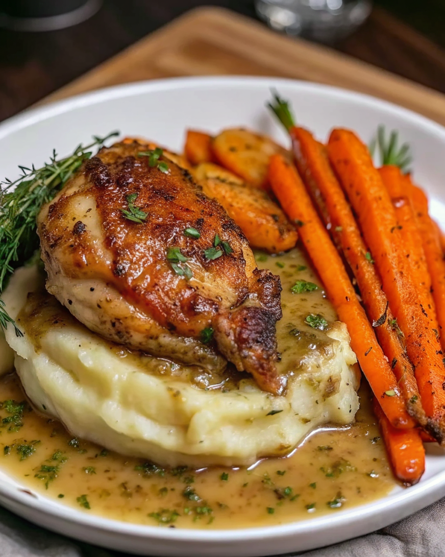 Dinner Tonight: Garlic-Roasted Chicken with Carrots and Parsnips