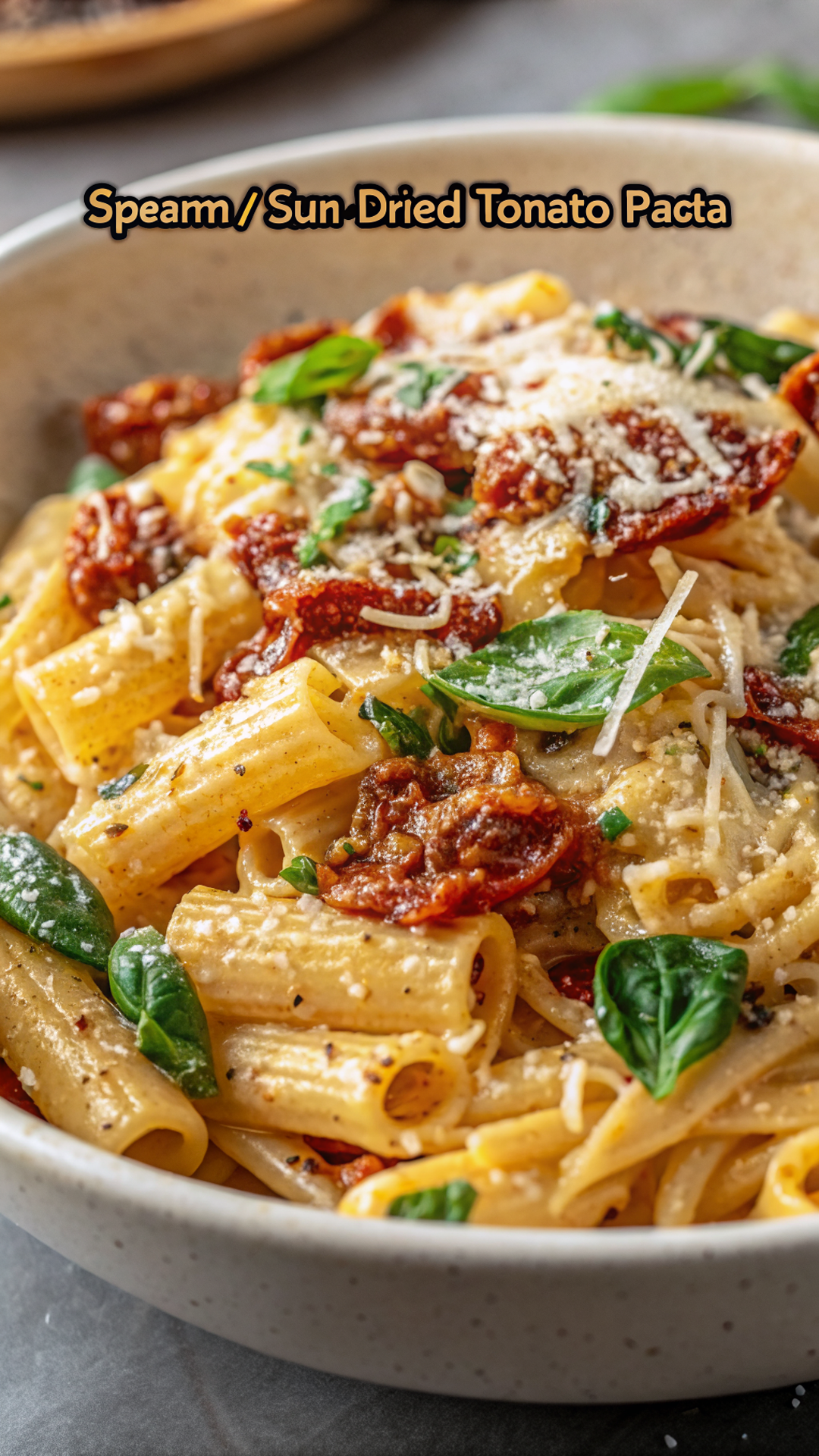 Finished One Pot Creamy Sun Dried Tomato Pasta