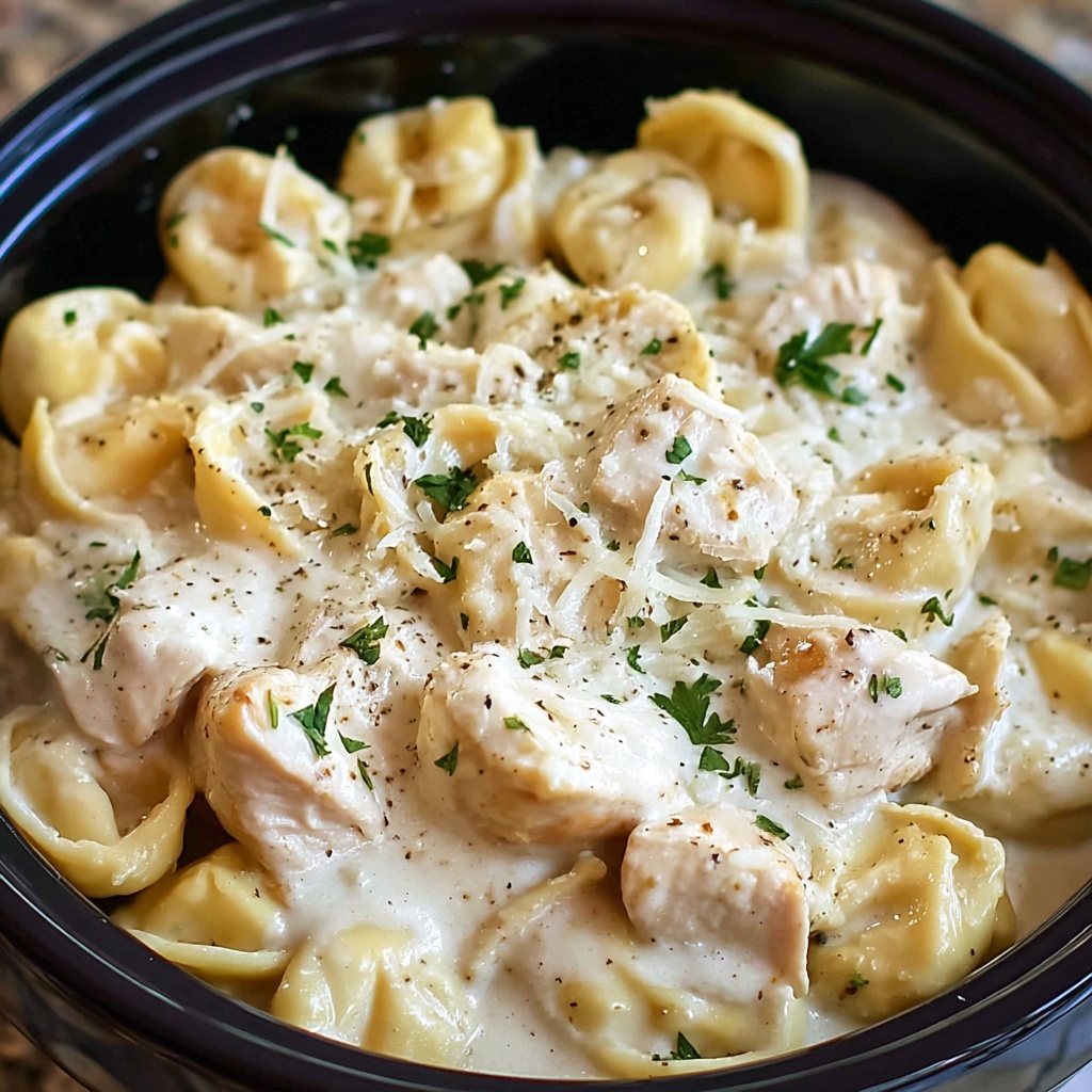 Easy Crockpot Chicken Alfredo Tortellini Recipe Easy Crockpot Chicken Alfredo Tortellini Recipe