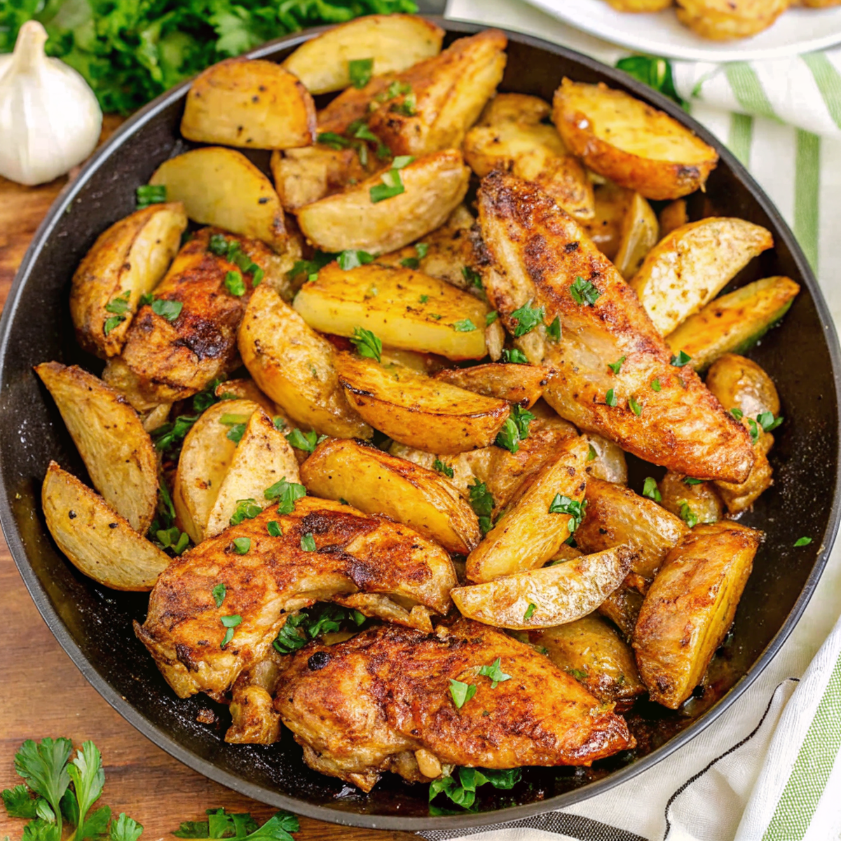 Garlic Butter Chicken and Potatoes – One Skillet Wonder