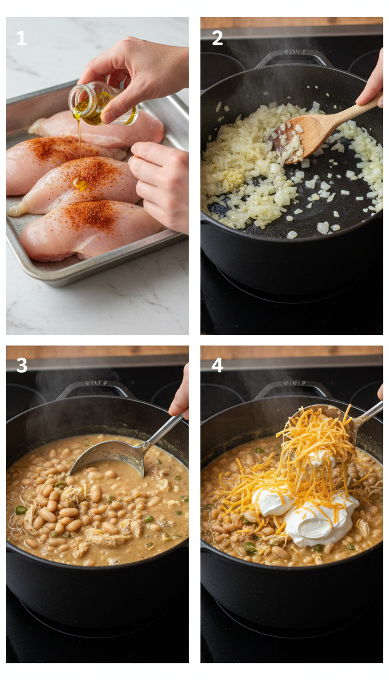 Step-by-step visual guide for preparing Award Winning White Chicken Chili Recipe with professional styling techniques