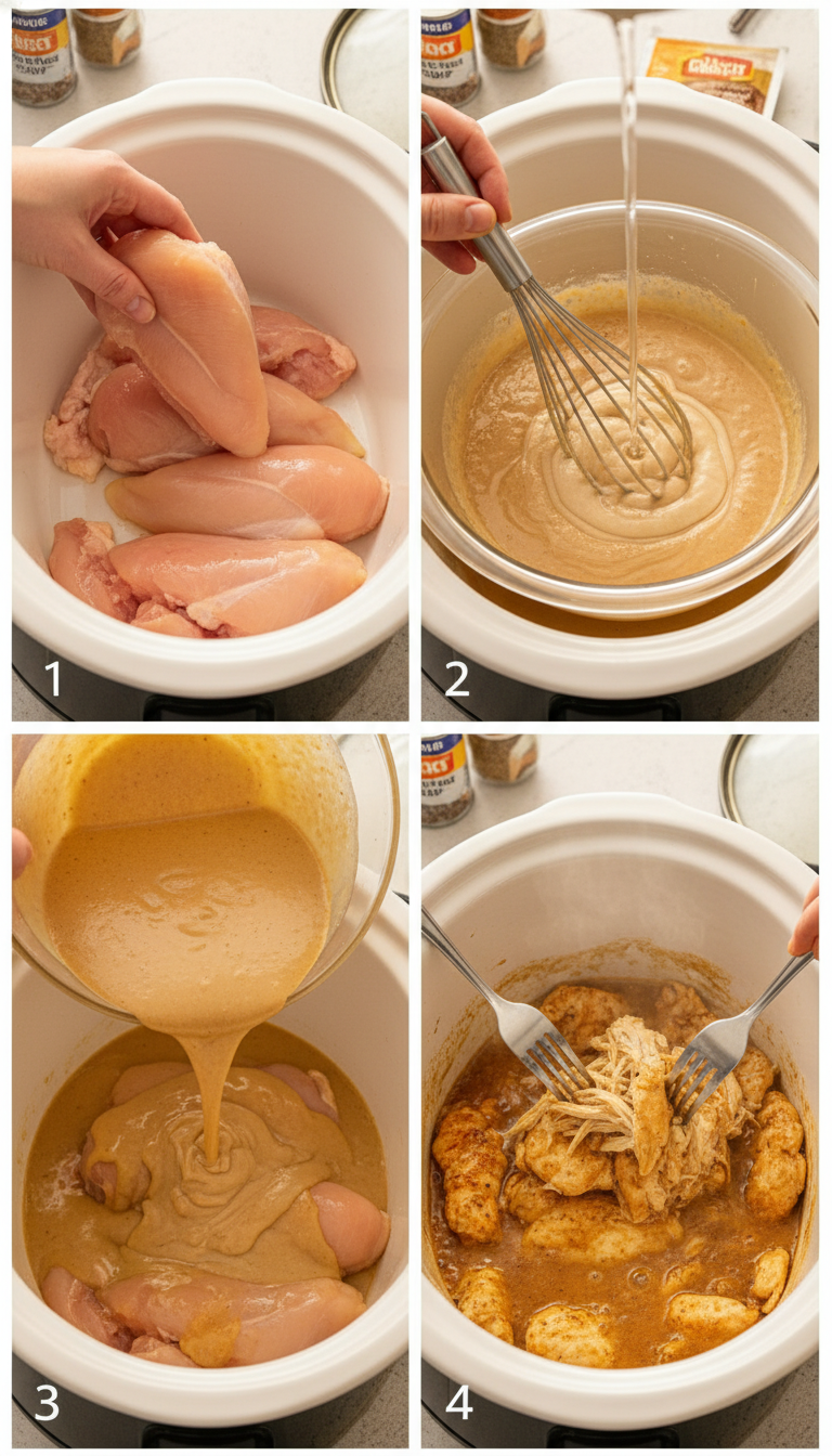 Step-by-step preparation of Easy Crockpot Chicken and Gravy