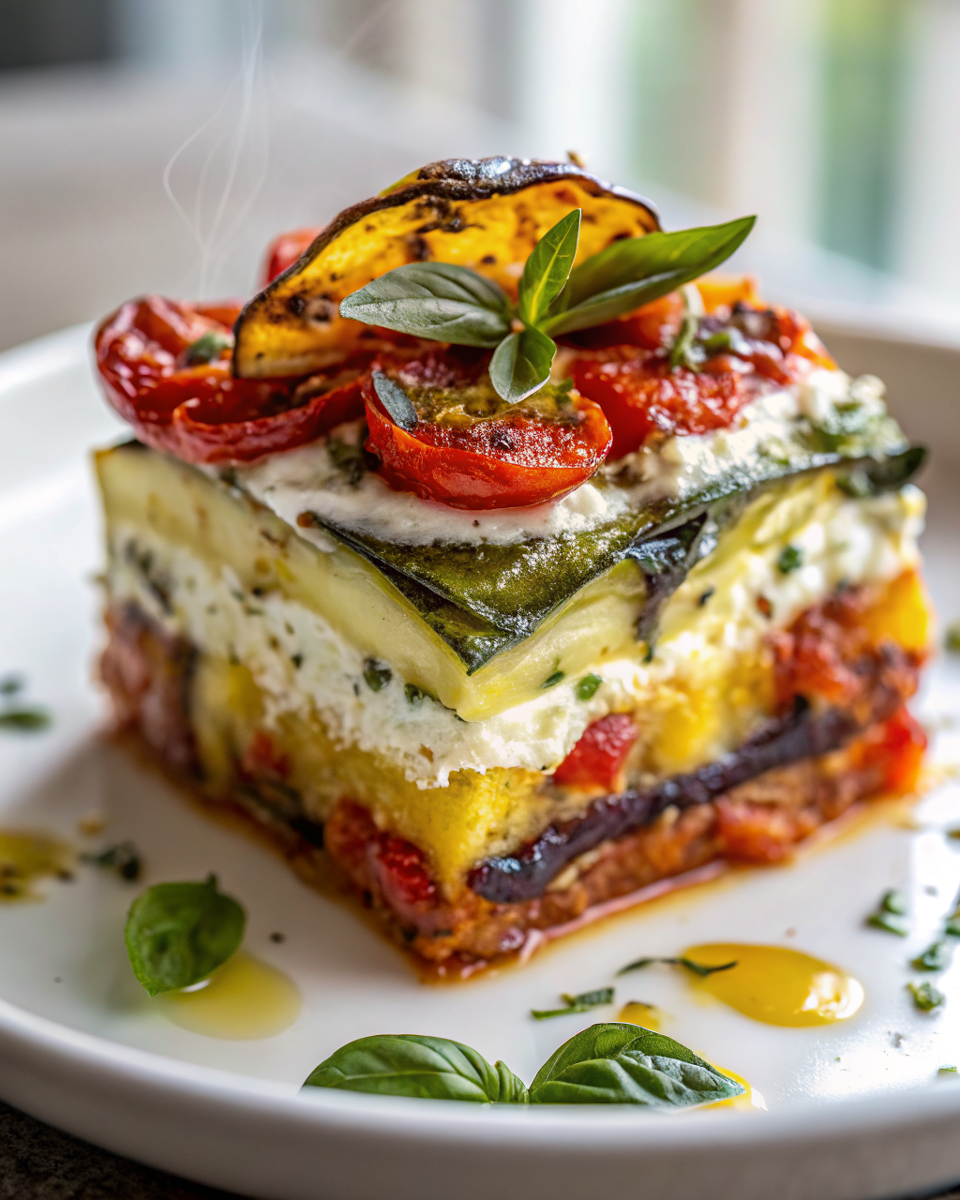 Layered Mediterranean Vegetable Lasagna with Creamy Ricotta