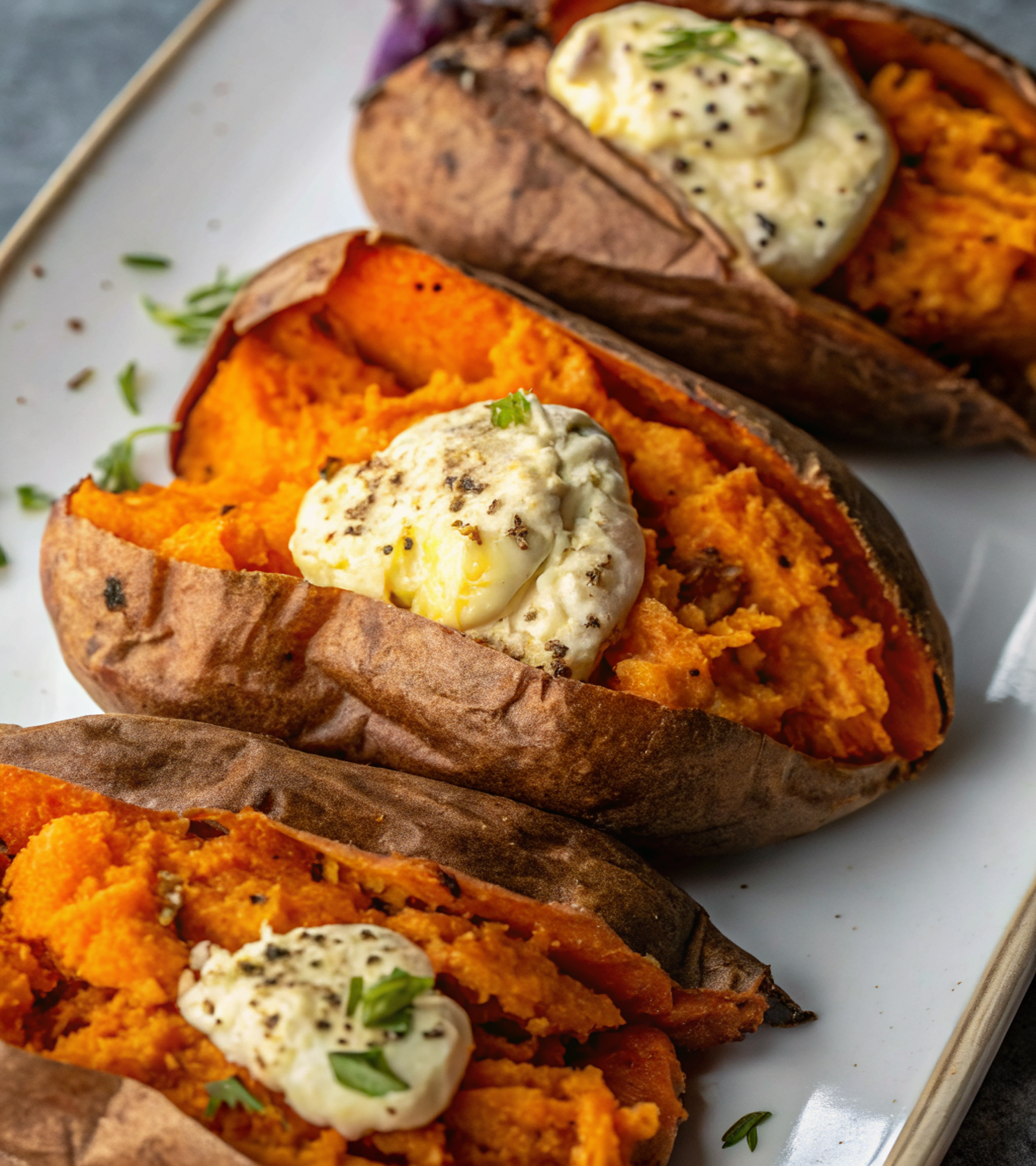 Traeger Smoked Sweet Potatoes with Roasted Garlic Butter