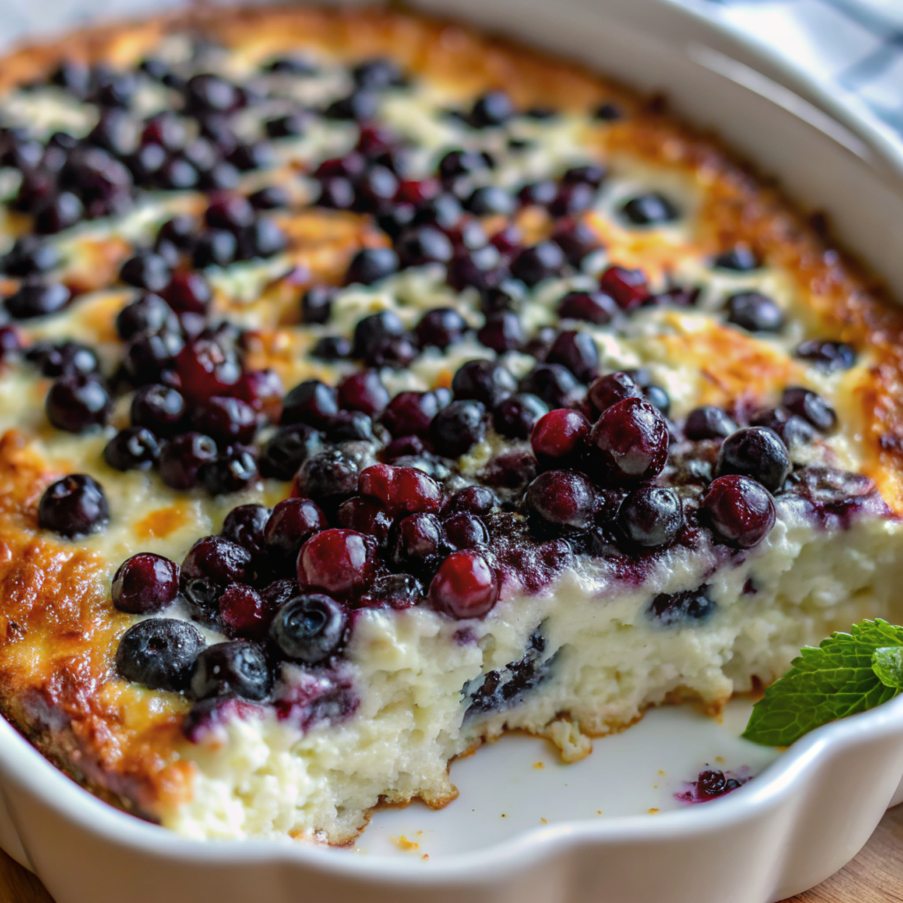 Fluffy Cottage Cheese Blueberry Bake – Easy 35-Min Recipe