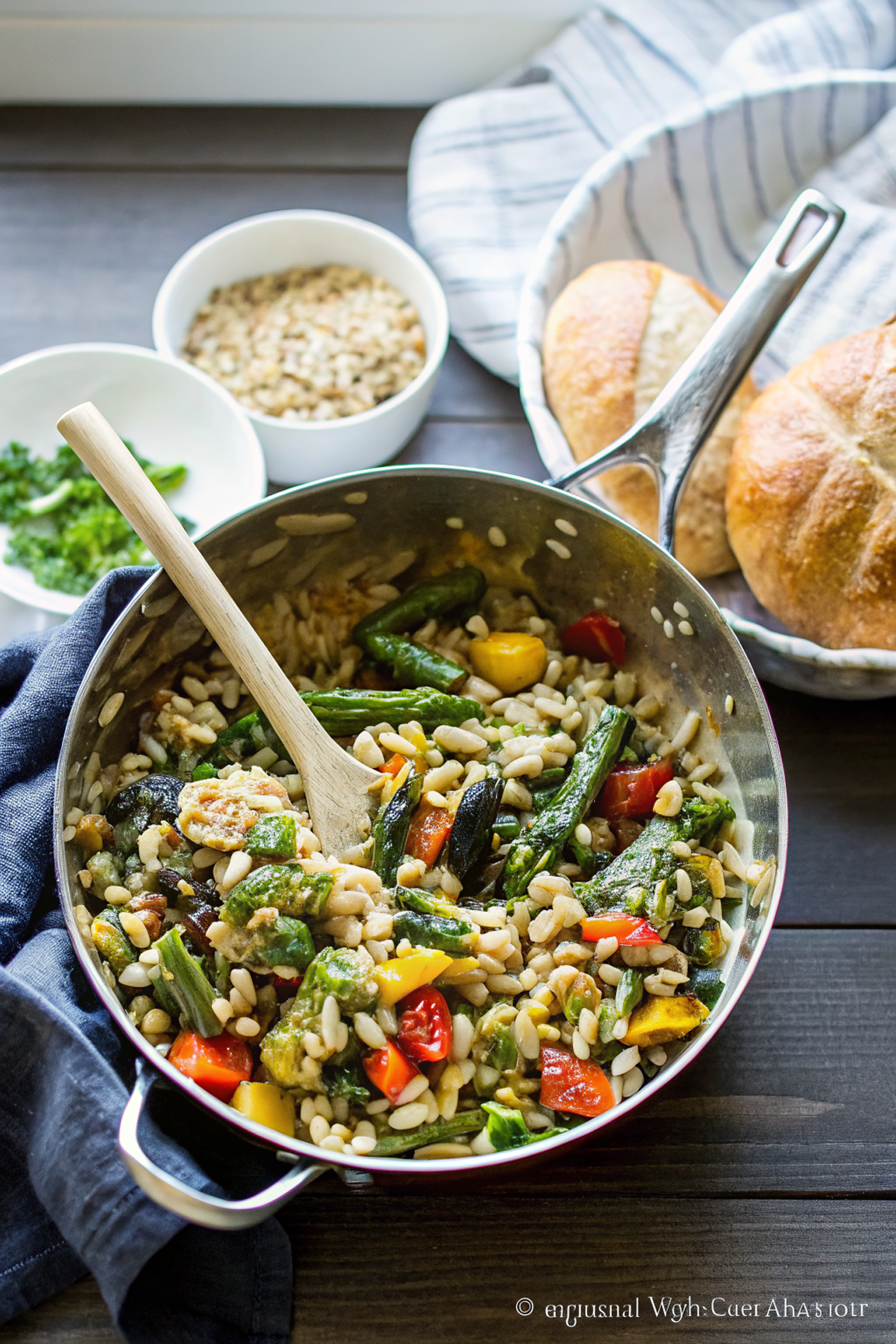 Lemon Garlic Orzo with Roasted Vegetables Recipe