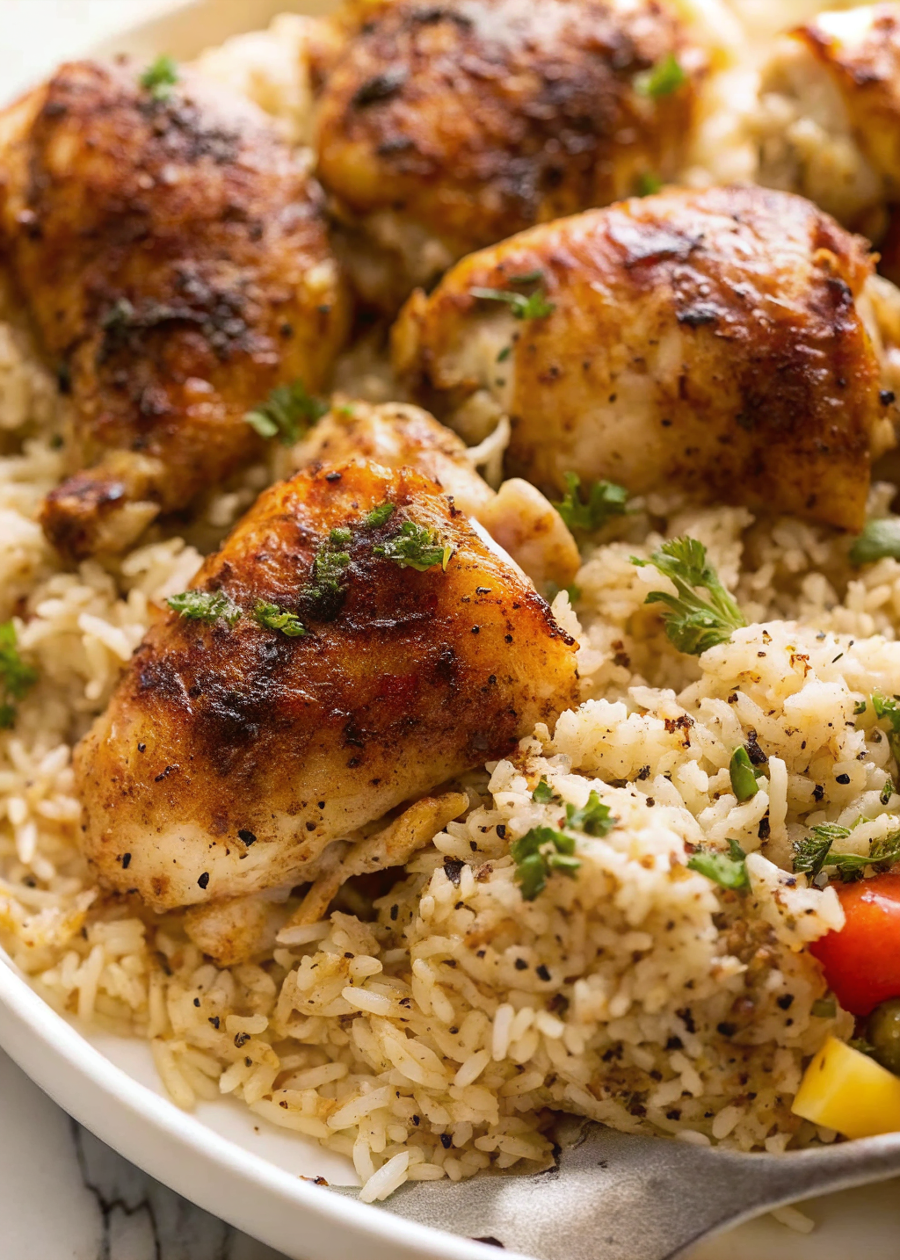 Oven Baked Chicken and Rice – Complete One-Pan Dinner
