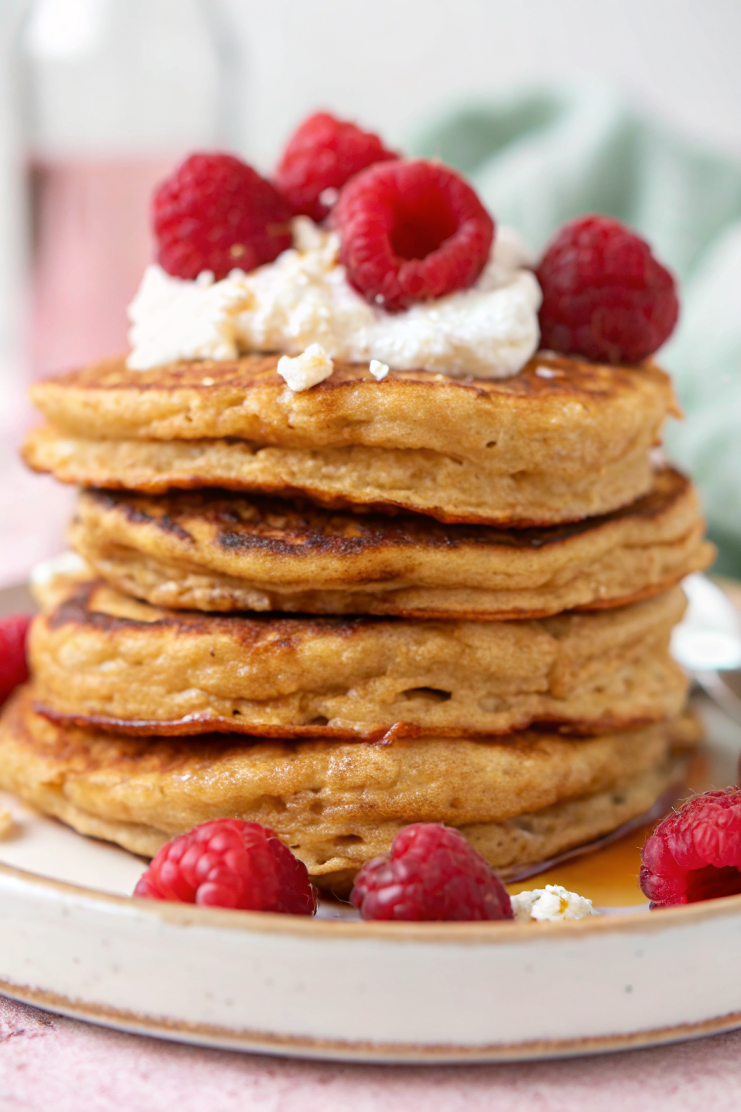 Fluffy Greek Yogurt Protein Pancakes with Oat Flour