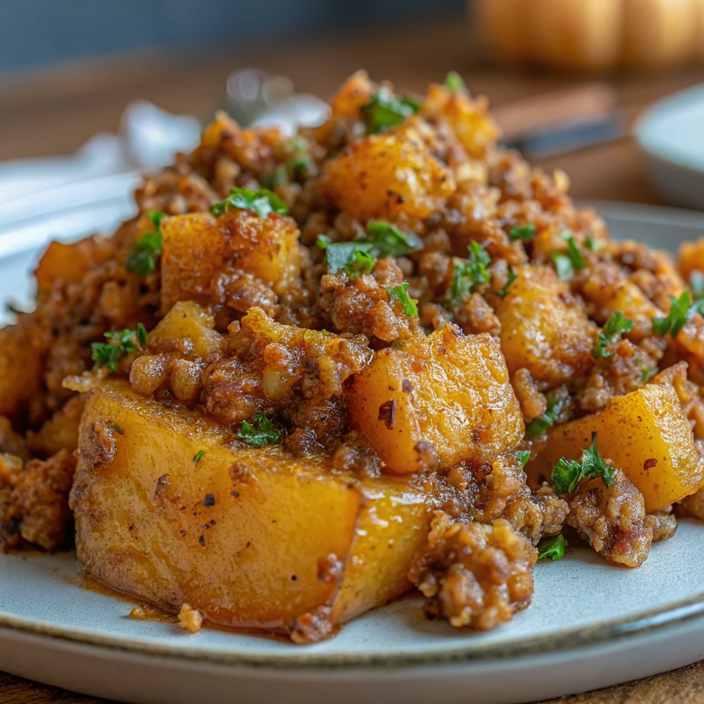 Roasted Butternut Squash With Ground Turkey Recipe