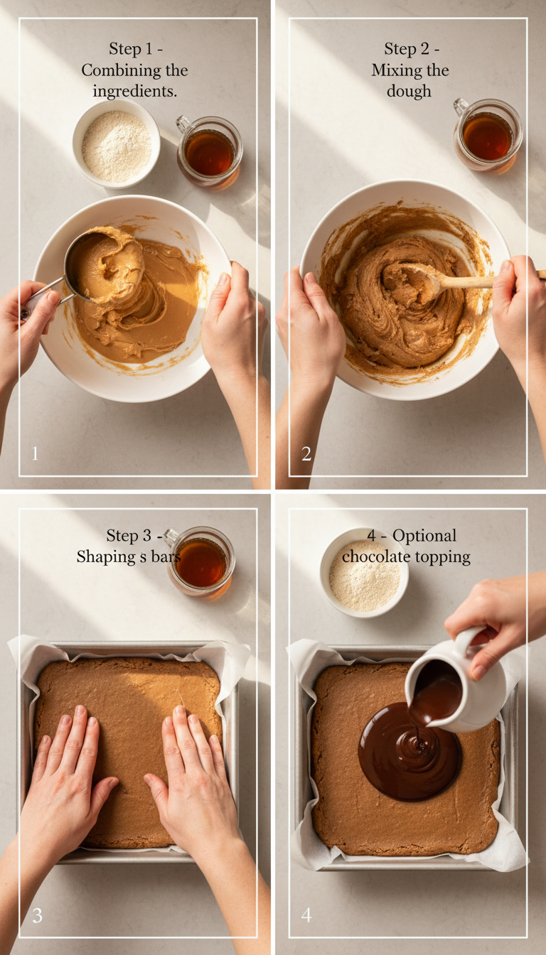 Step-by-step process showing mixing ingredients for ultimate homemade protein bars, from combining dry ingredients to pressing into pan