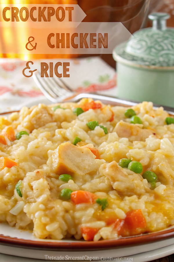Finished Crock Pot Chicken and Rice served in an elegant white ceramic dish, showing the golden-brown breadcrumb topping, colorful vegetables, and creamy rice layers, garnished with fresh herbs and photographed in natural lighting